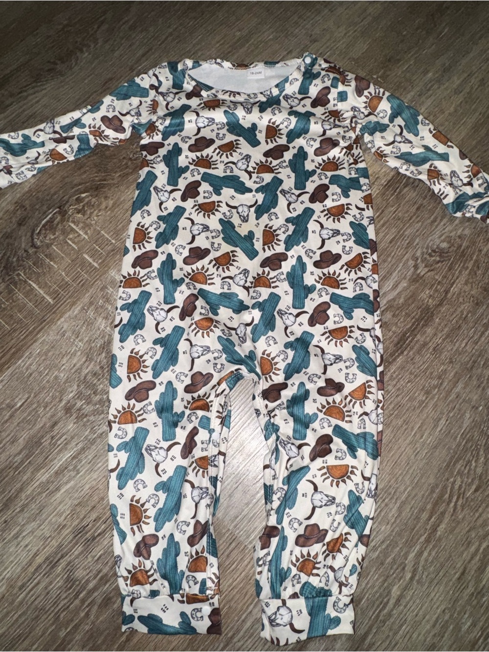🤠🌵 Western Cowboy Print Baby Jumpsuit – Size 18/24 Months | EC 🌵🤠